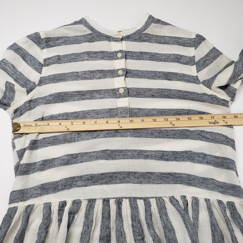 Lucky Brand Peplum Top Womens Medium White Striped Henley Boho Ruffle Western - Picture 5 of 16